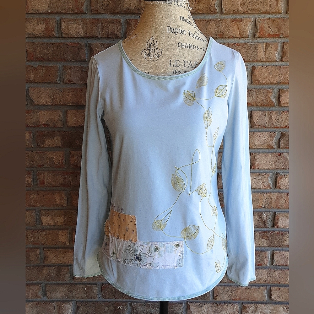 J. Jill Cotton Blend Patchwork Detail Top.